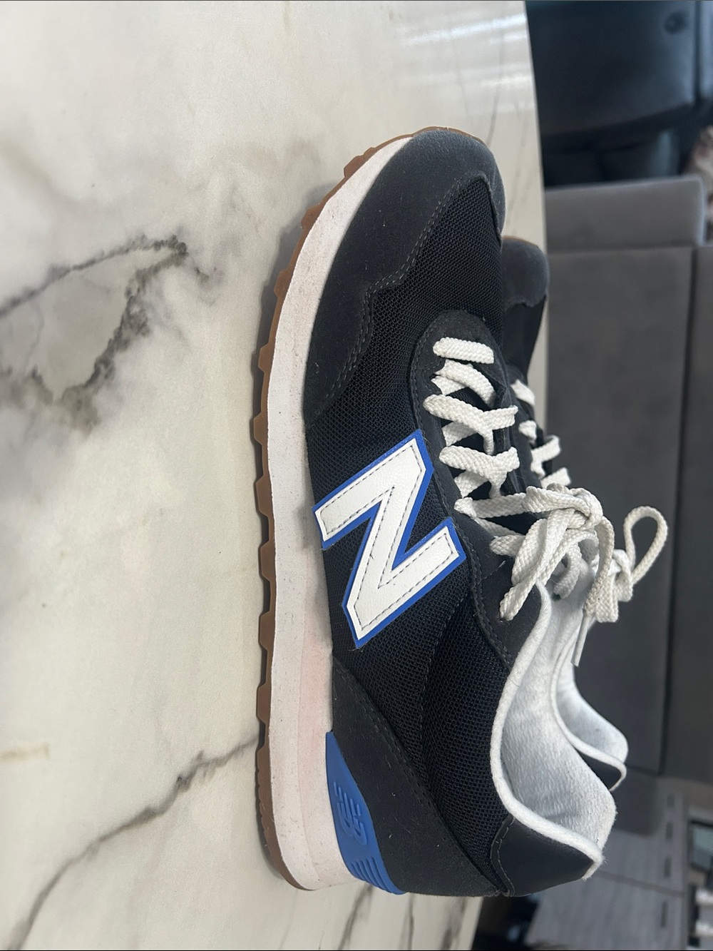 New Balance Black White Blue Athletic Shoes